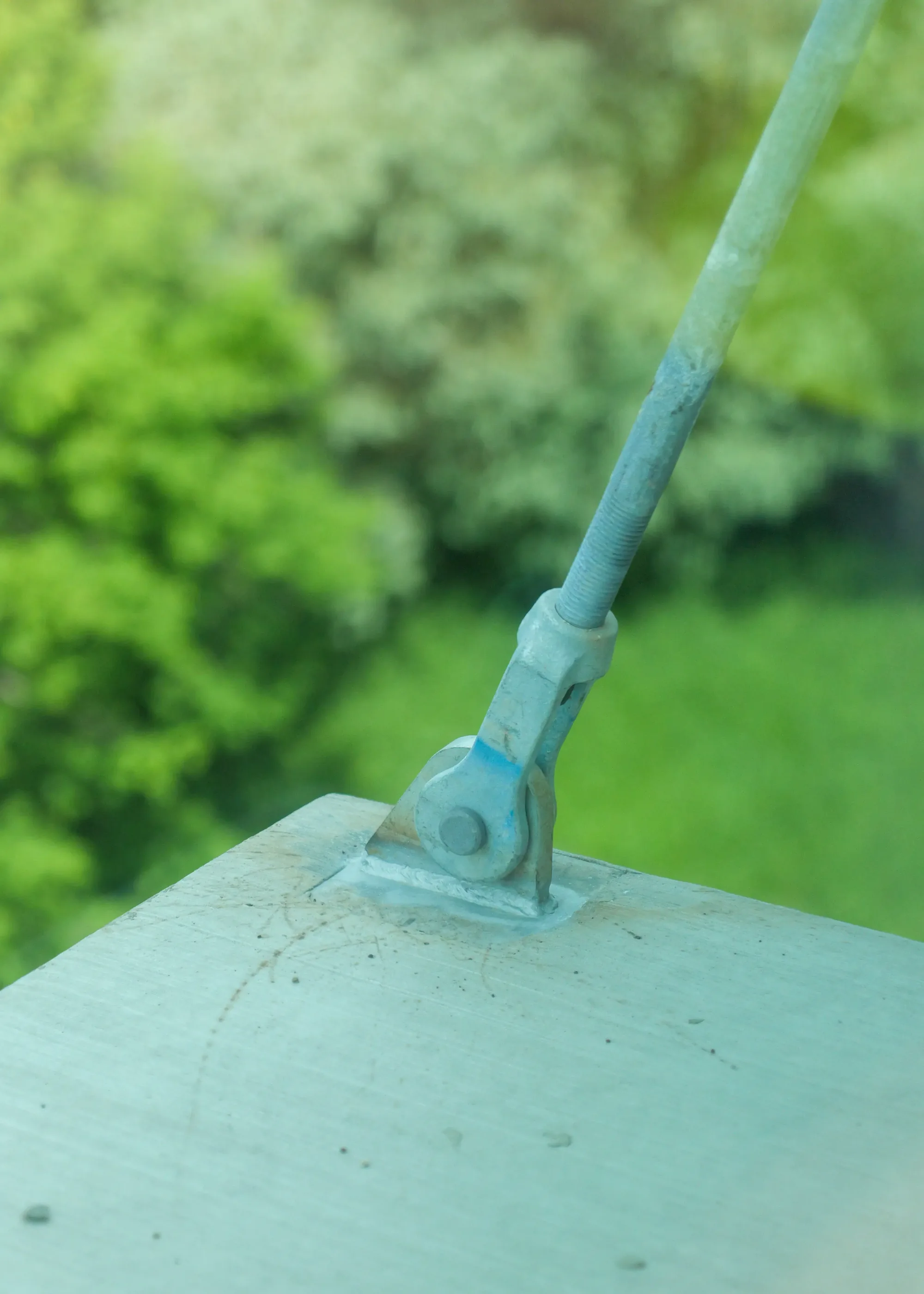 Close view of a scaffold bracket on site at 939 Chancellor Drive in Winnipeg