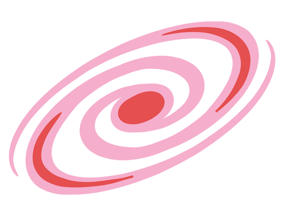 Graphic of a galaxy and stars