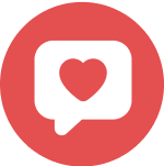 Icon of a white message box with a heart