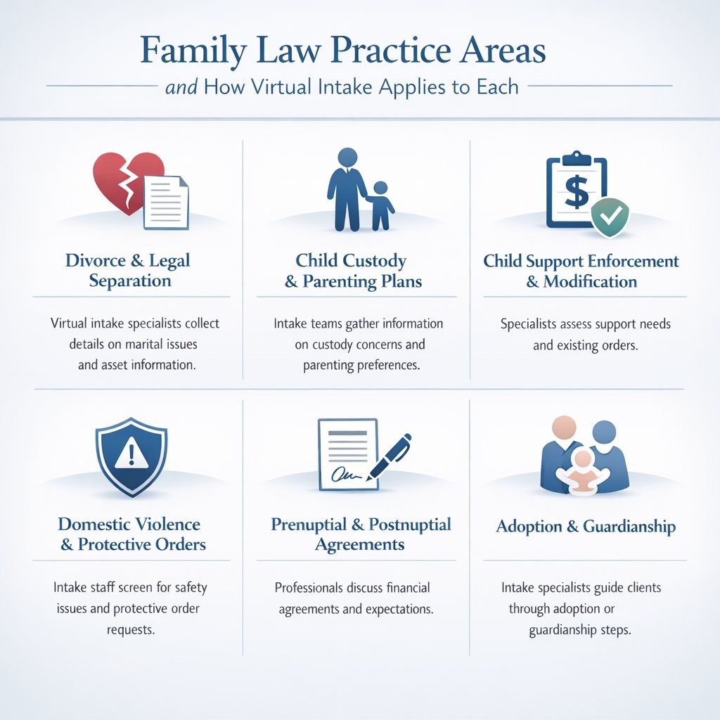Family Law Practice Area and how virtual intake applies to each