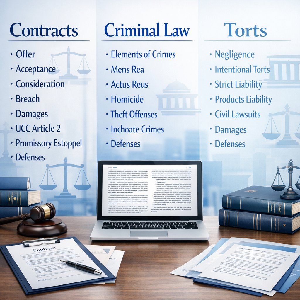 what subjects are tested on the baby bar exm