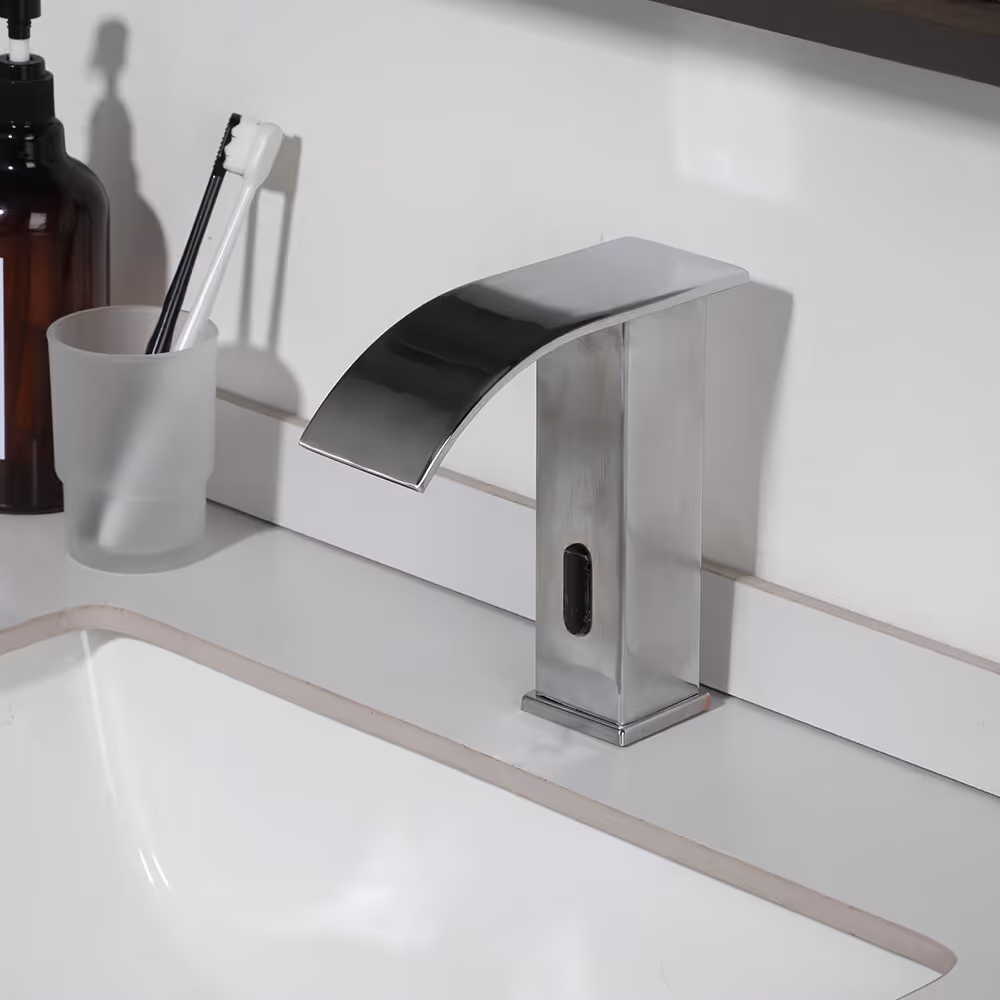 Touchless Bathroom Basin Faucet Automatic Sensor Mixer Waterfall Deck Mount  Taps | eBay