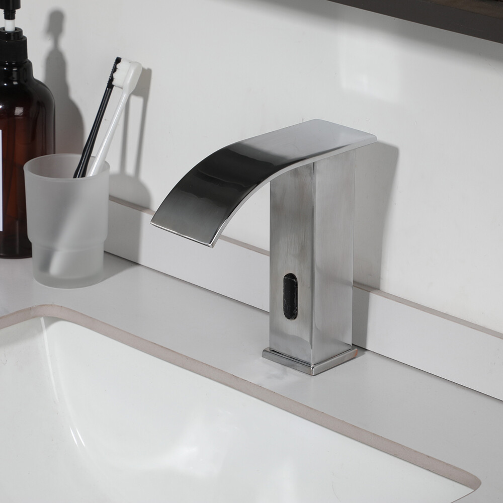 Touchless Bathroom Basin Faucet Automatic Sensor Mixer Waterfall Deck Mount  Taps | eBay