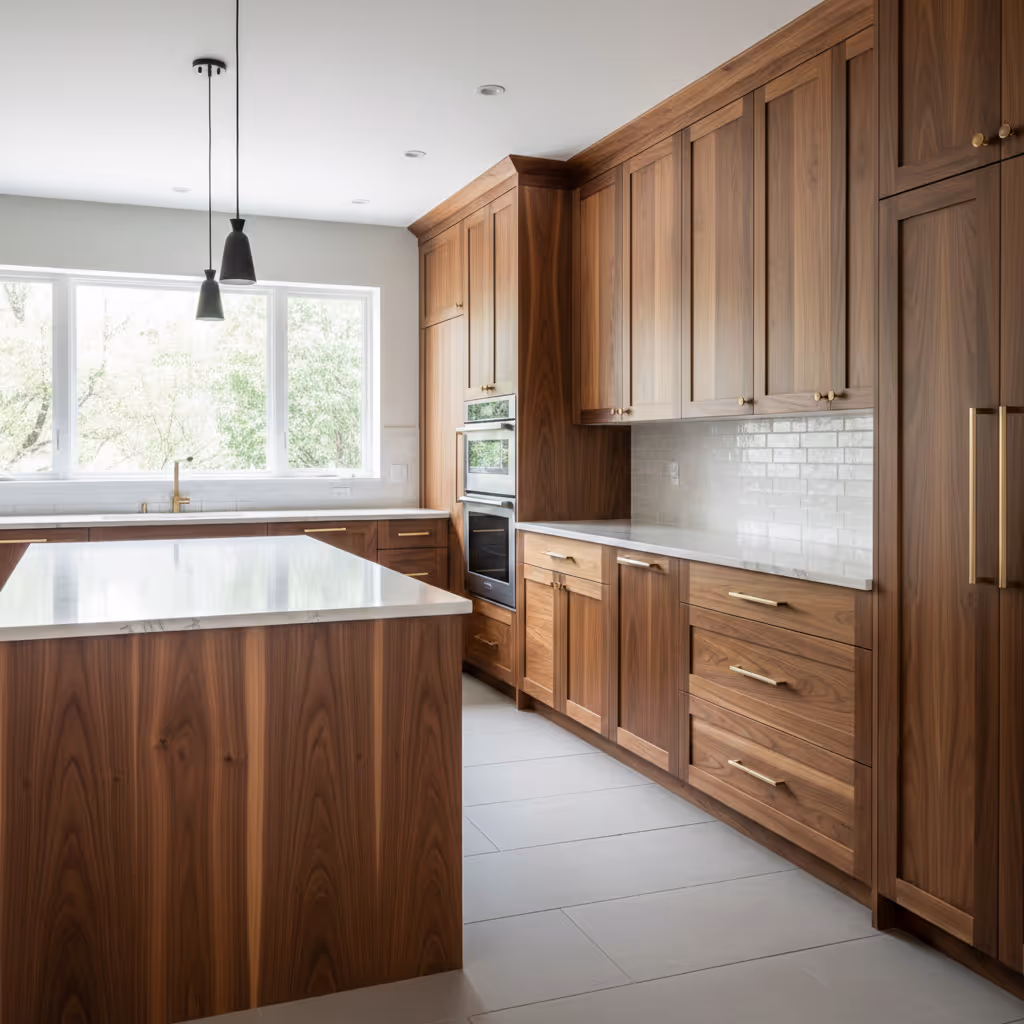 custom walnut kitchen cabinets designed for a modern aesthetic