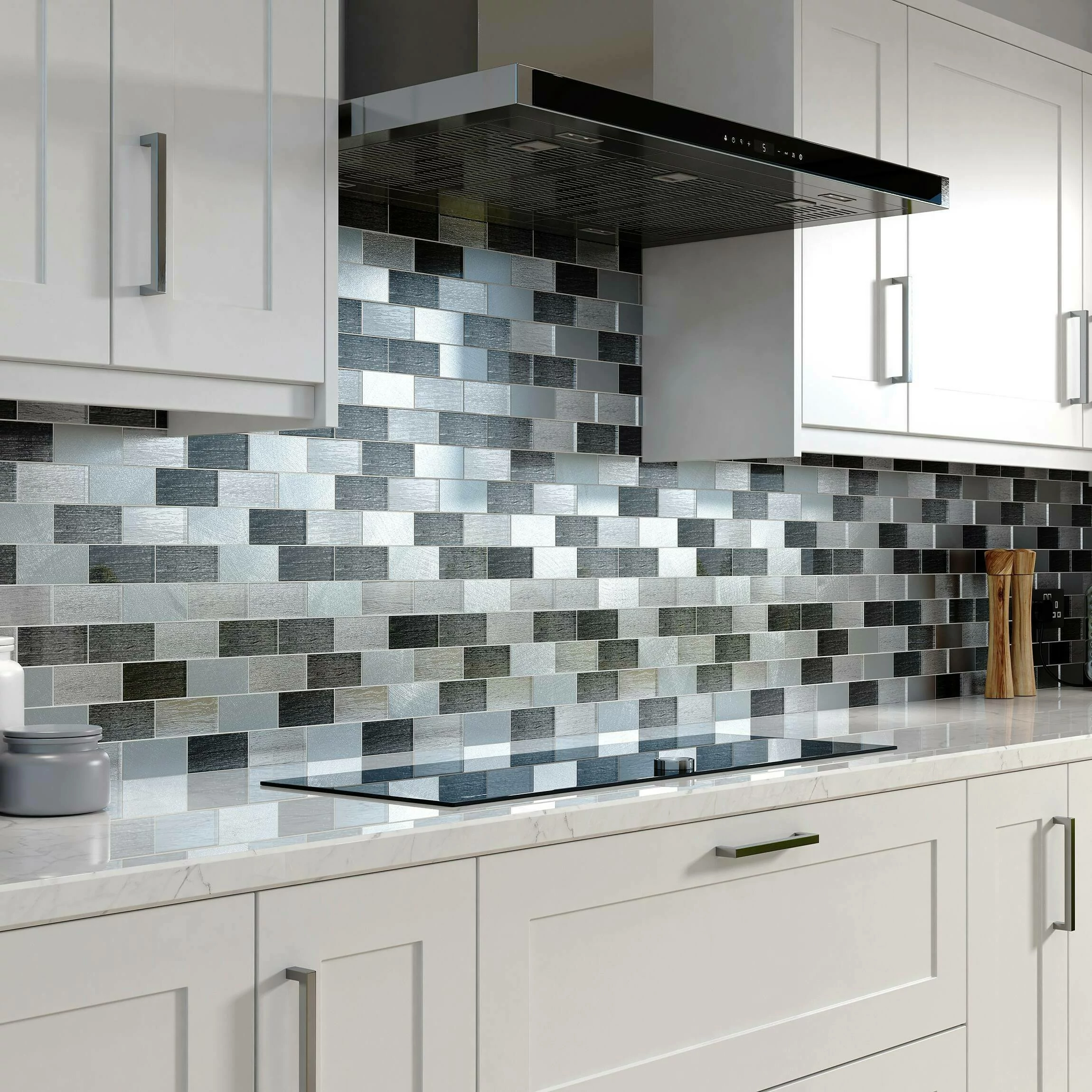 Metallic Silver Grey Glass Mosaic