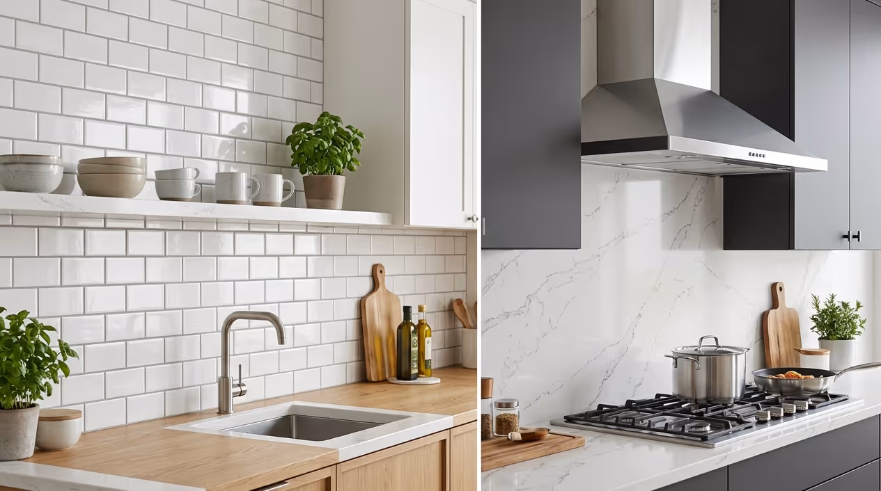 Tile Backsplash vs. Slab Backsplash: Pros, Cons, and Costs