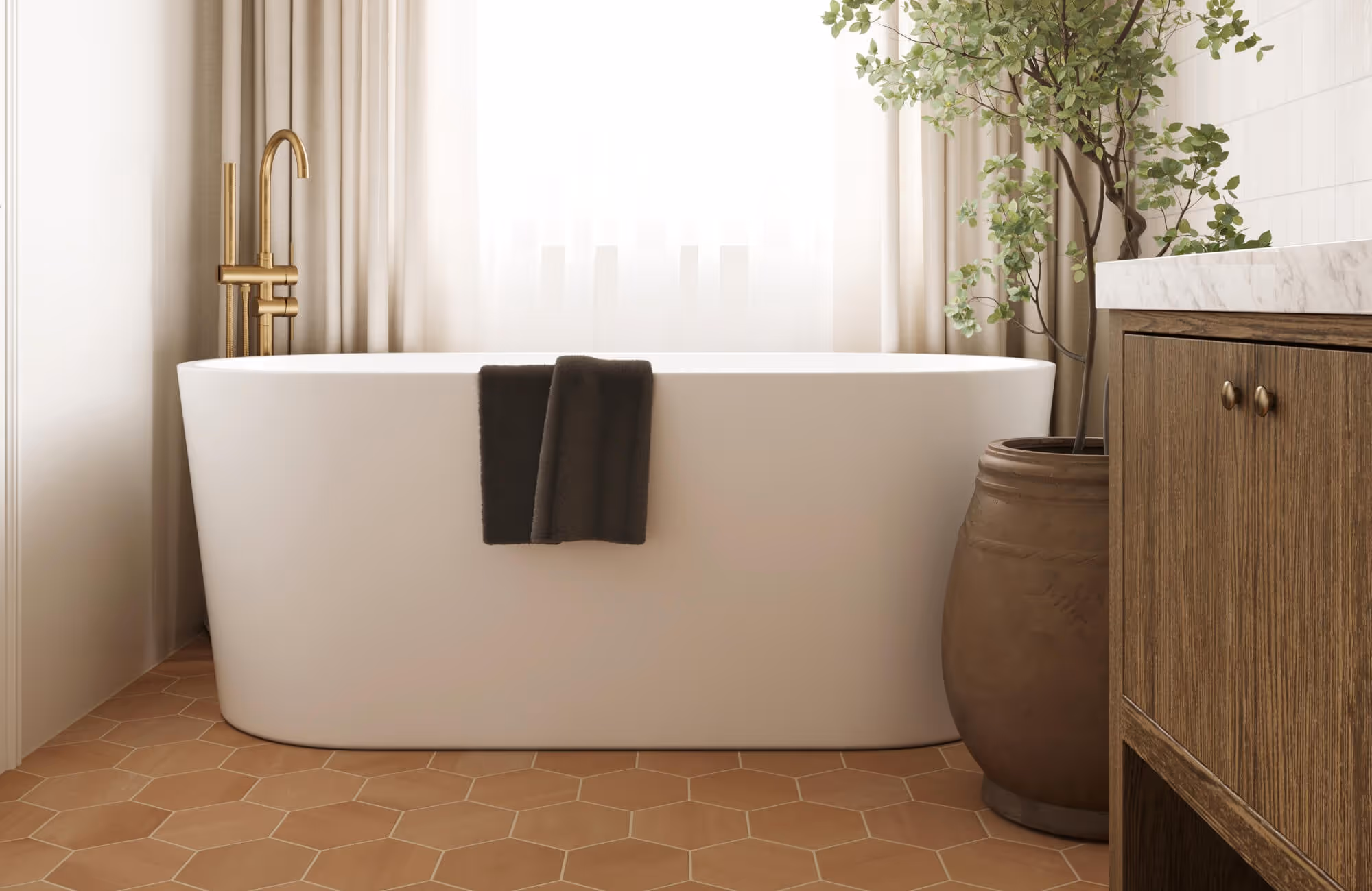 Are Terracotta Colored Bathroom Tiles Making A Comeback?