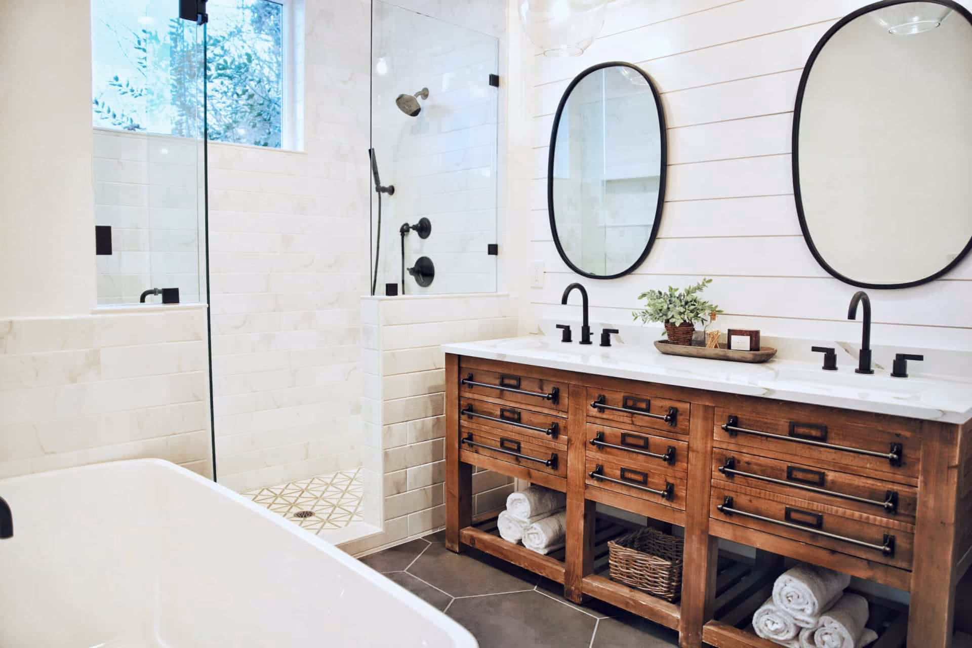 9 Farmhouse Bathrooms We're Obsessed With (2023) - City Girl Gone Mom