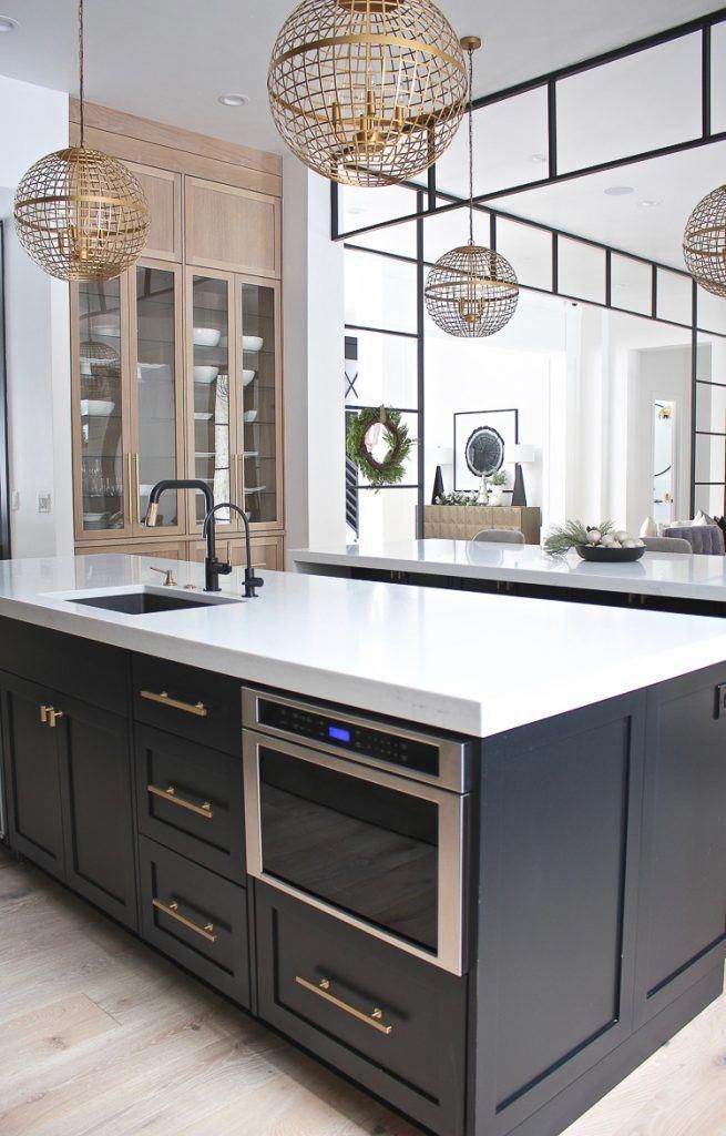 Winter Wonderland Christmas Home Tour: Chic Black Butler's Pantry | Contemporary kitchen remodel tips, Modern kitchen cabinet remodel tips, Home remodeling kitchen modern