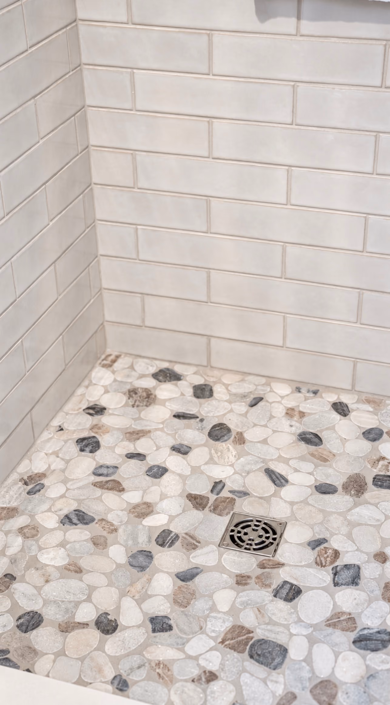 Accessible shower detail in a senior living bathroom
