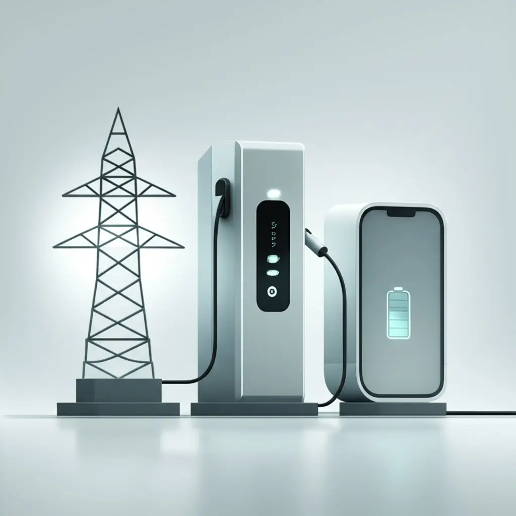 visual overview of how electricity flows from grid to ev battery