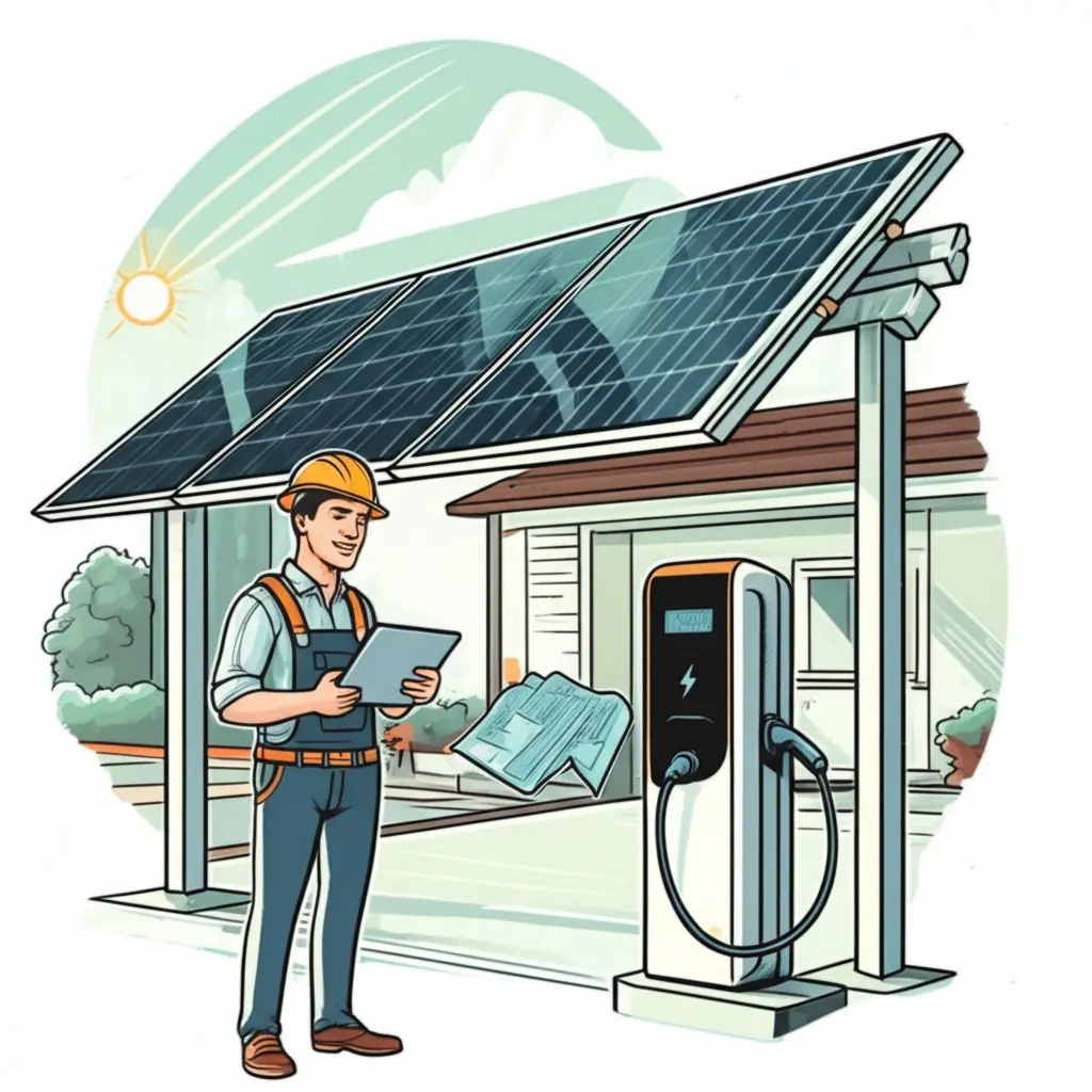 the installation process for a home solar ev charging station from assessment to completion