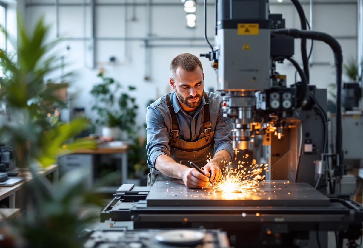 image of workers at machining station: scene 2