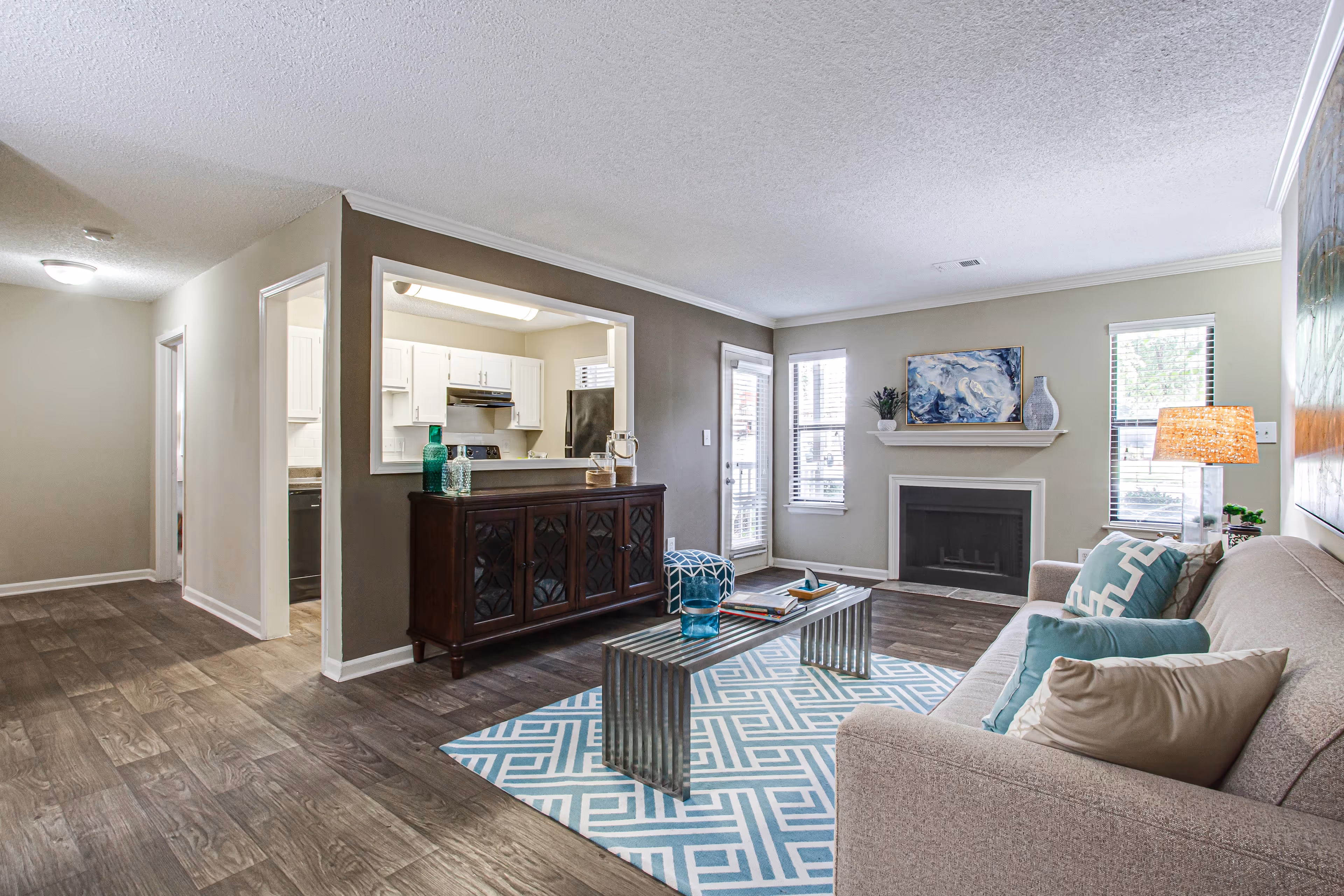 view of furnished living room and kitchen