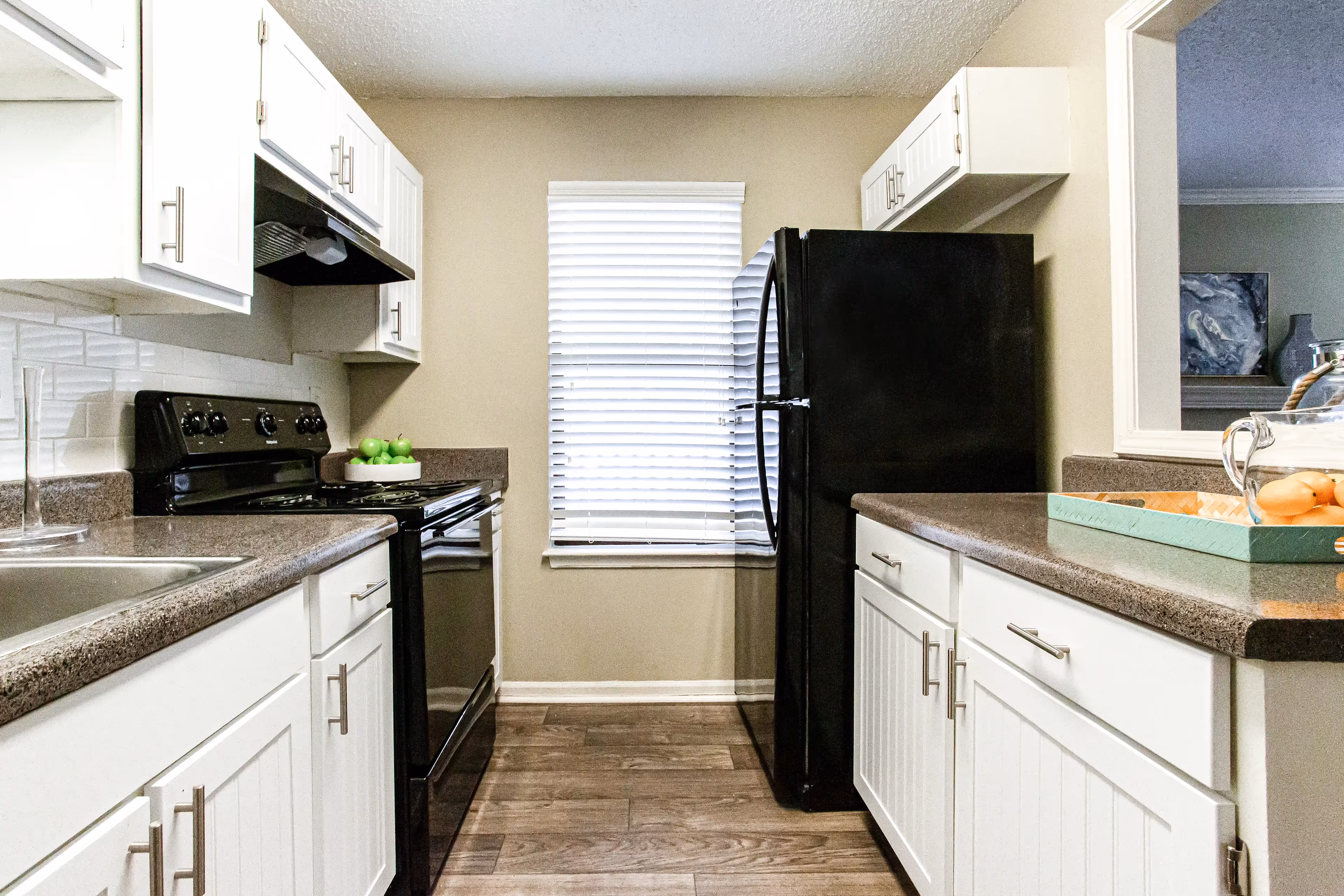 kitchen with black appliances