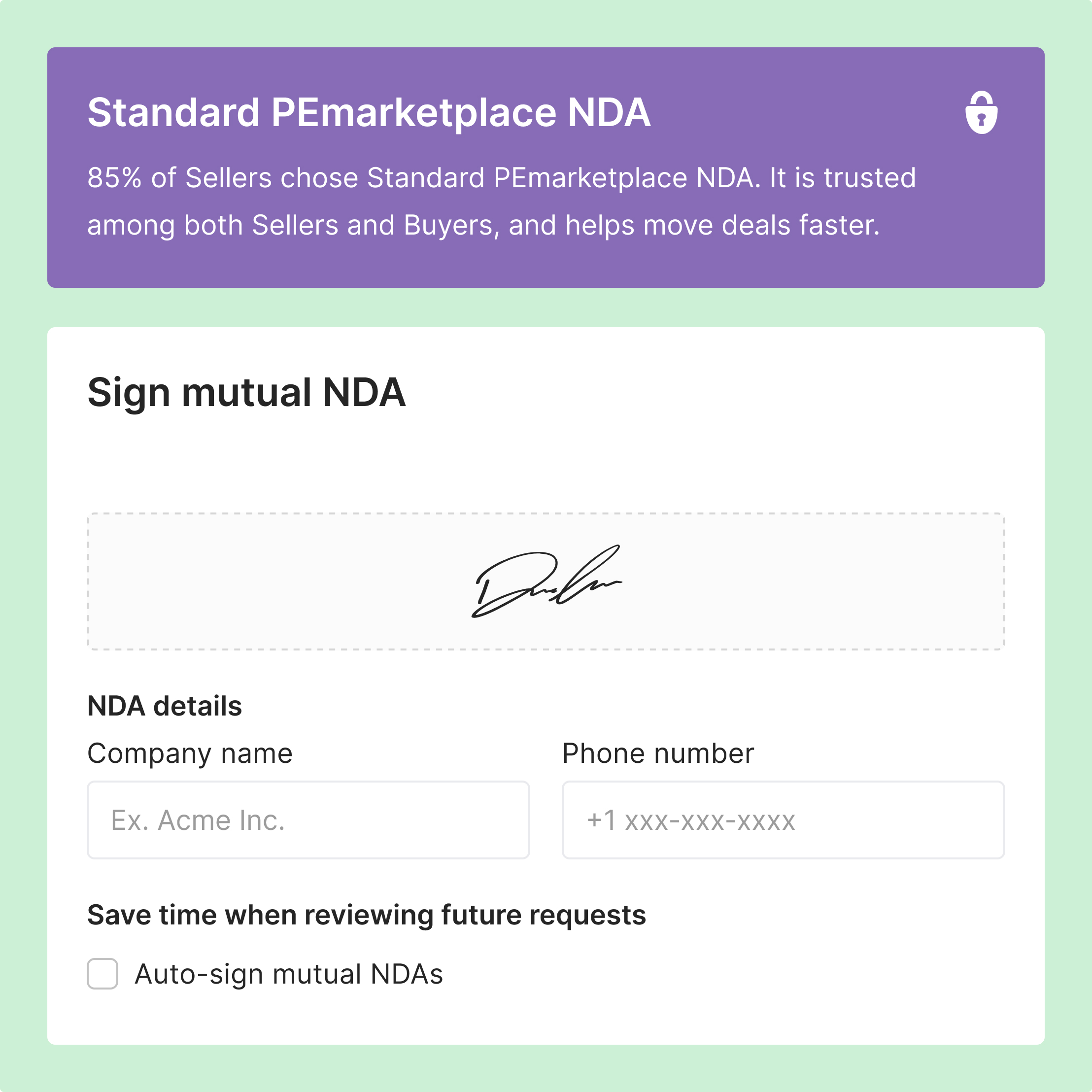 NDA confirmation