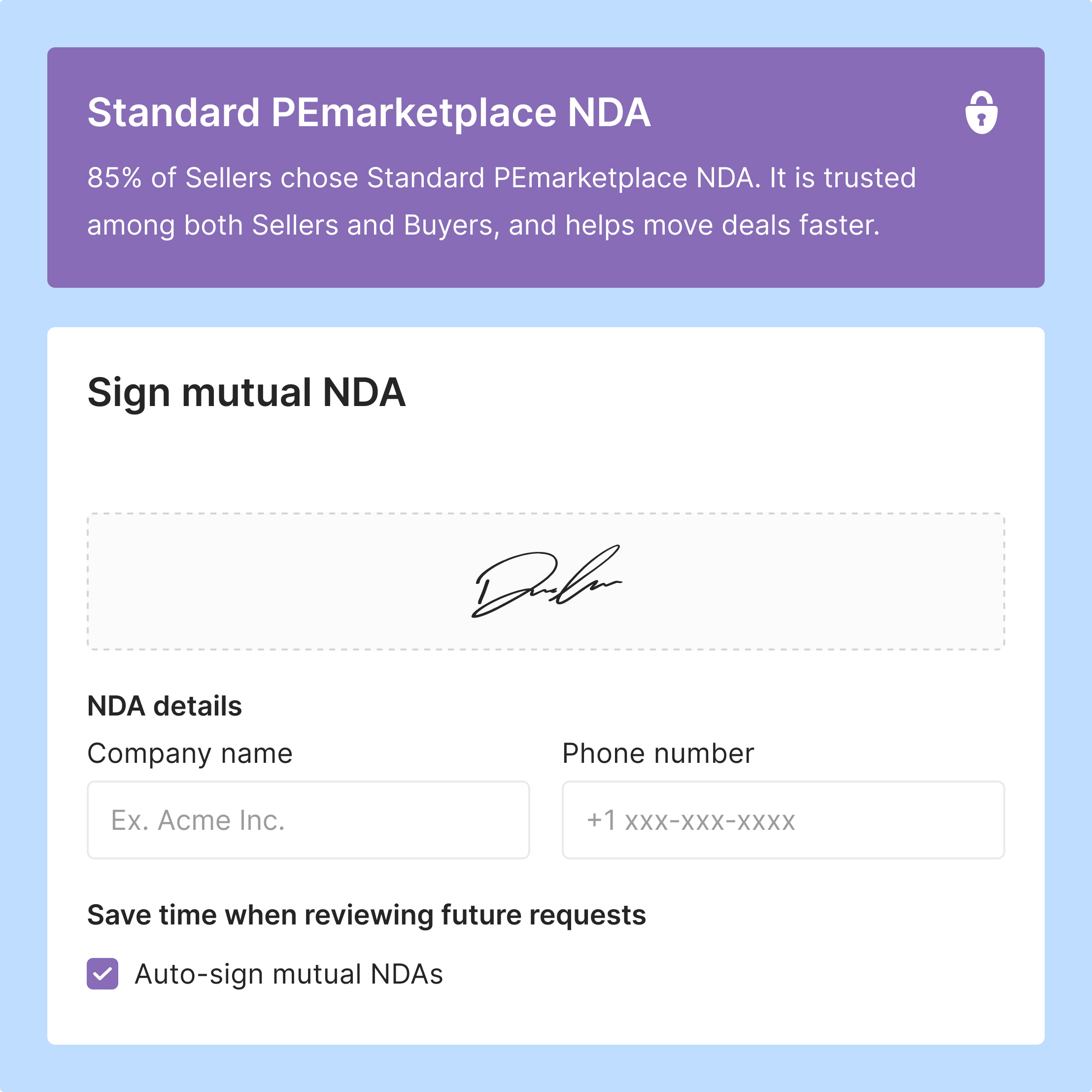 NDA confirmation