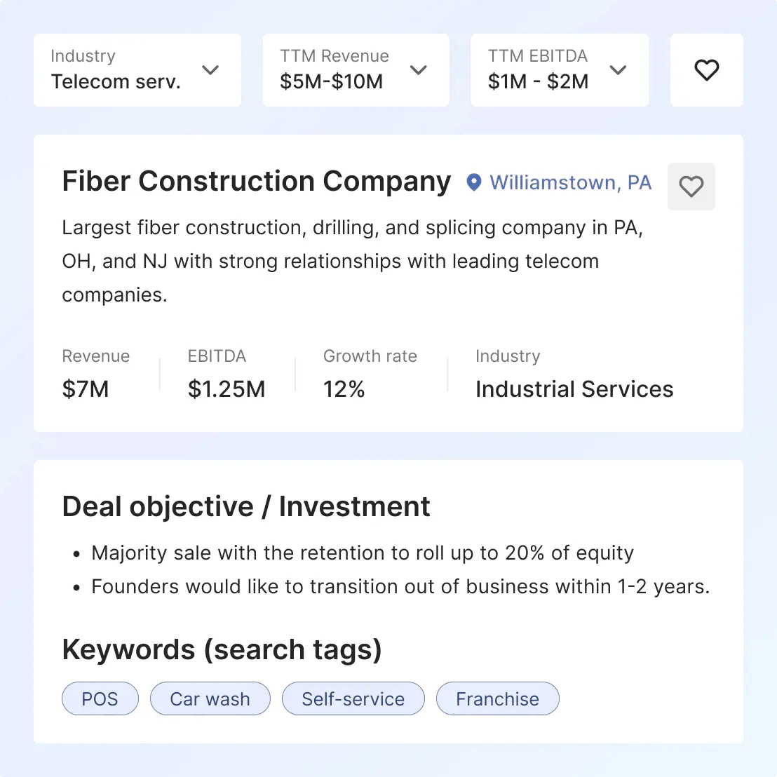 PEmarket deal listing screen