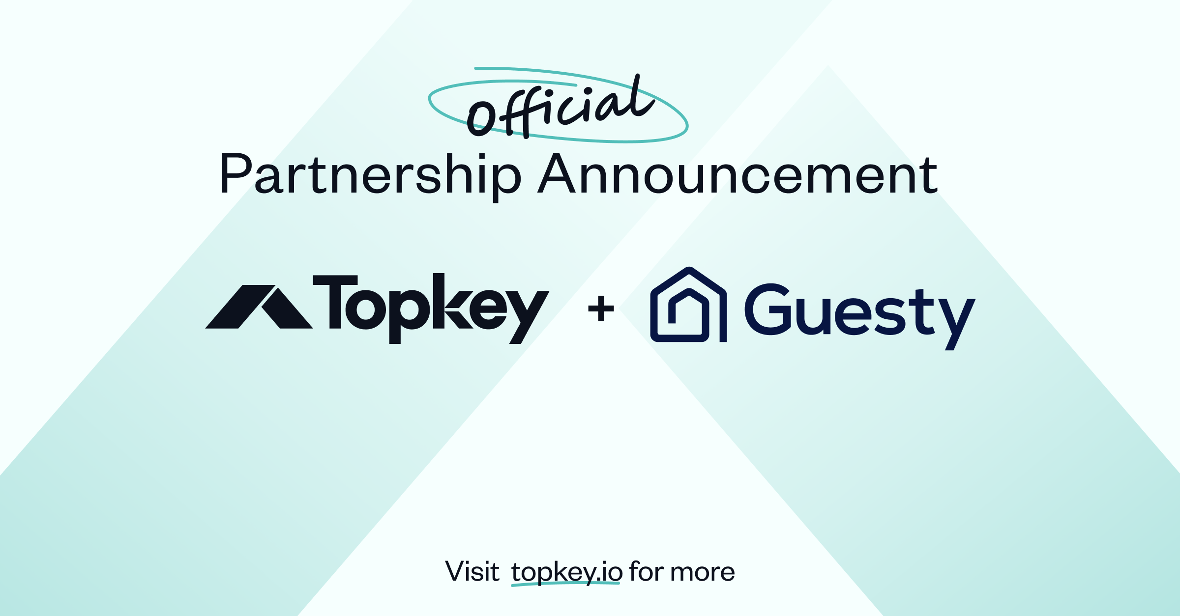 Text Graphic: Official Partnership Announcement: Topkey + Guesty