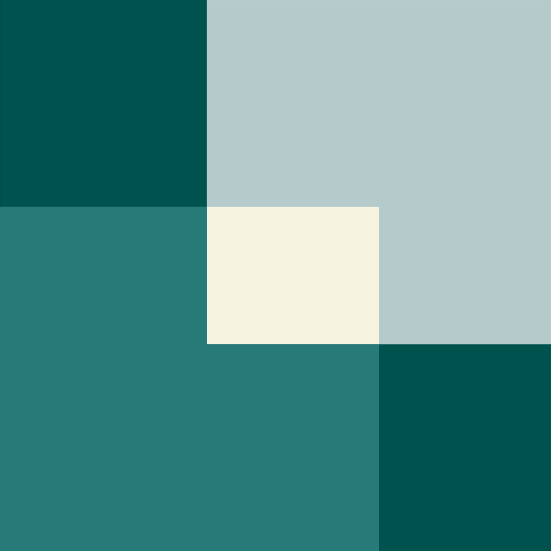 Abstract geometric pattern with overlapping rectangles in shades of teal, light blue, and cream.