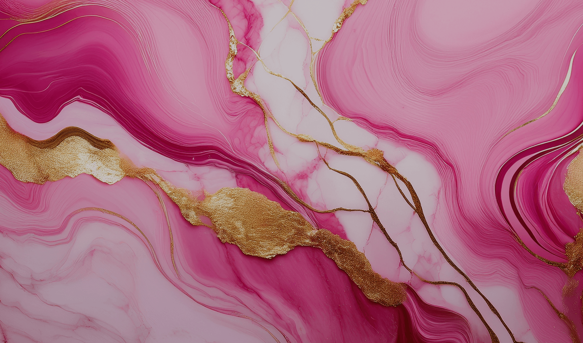 Abstract pink and white marble texture with gold veins and accents.