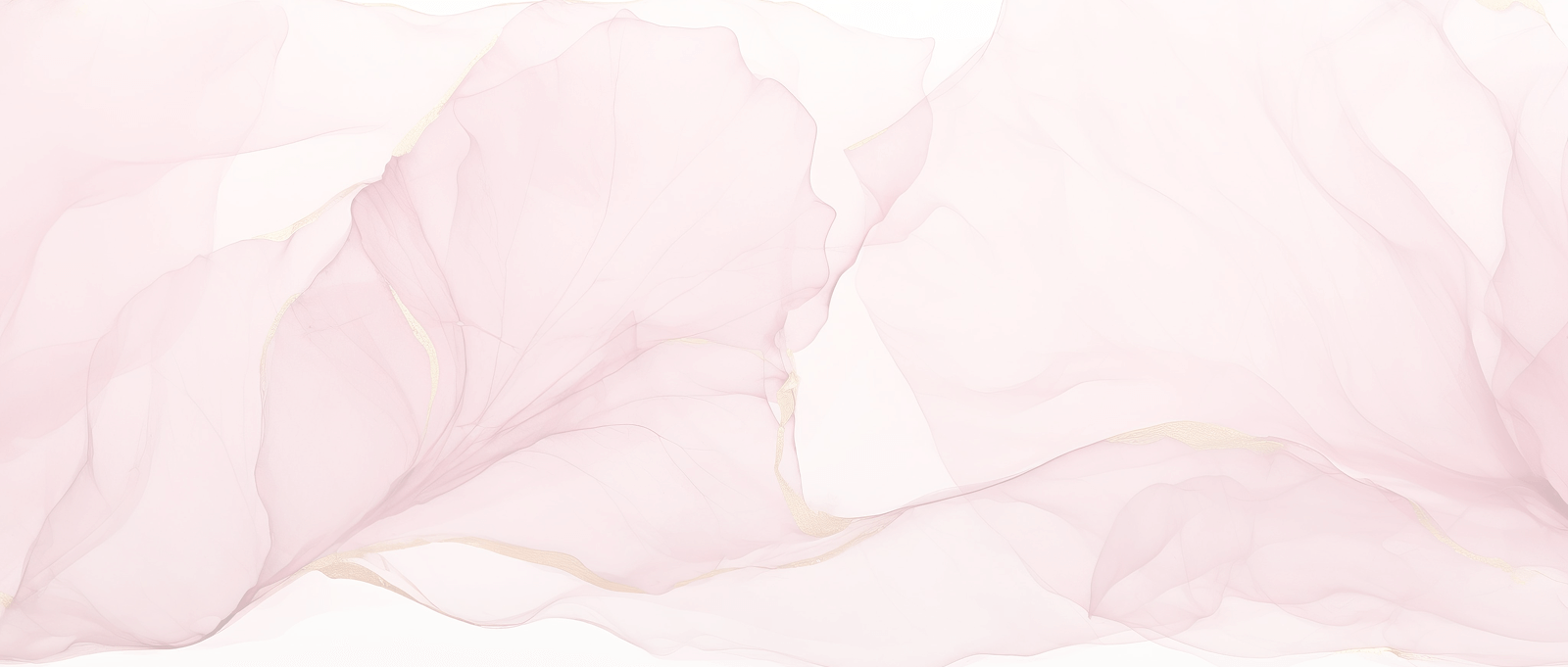 Soft, flowing pink and beige abstract watercolor shapes resembling delicate petals or fabric.