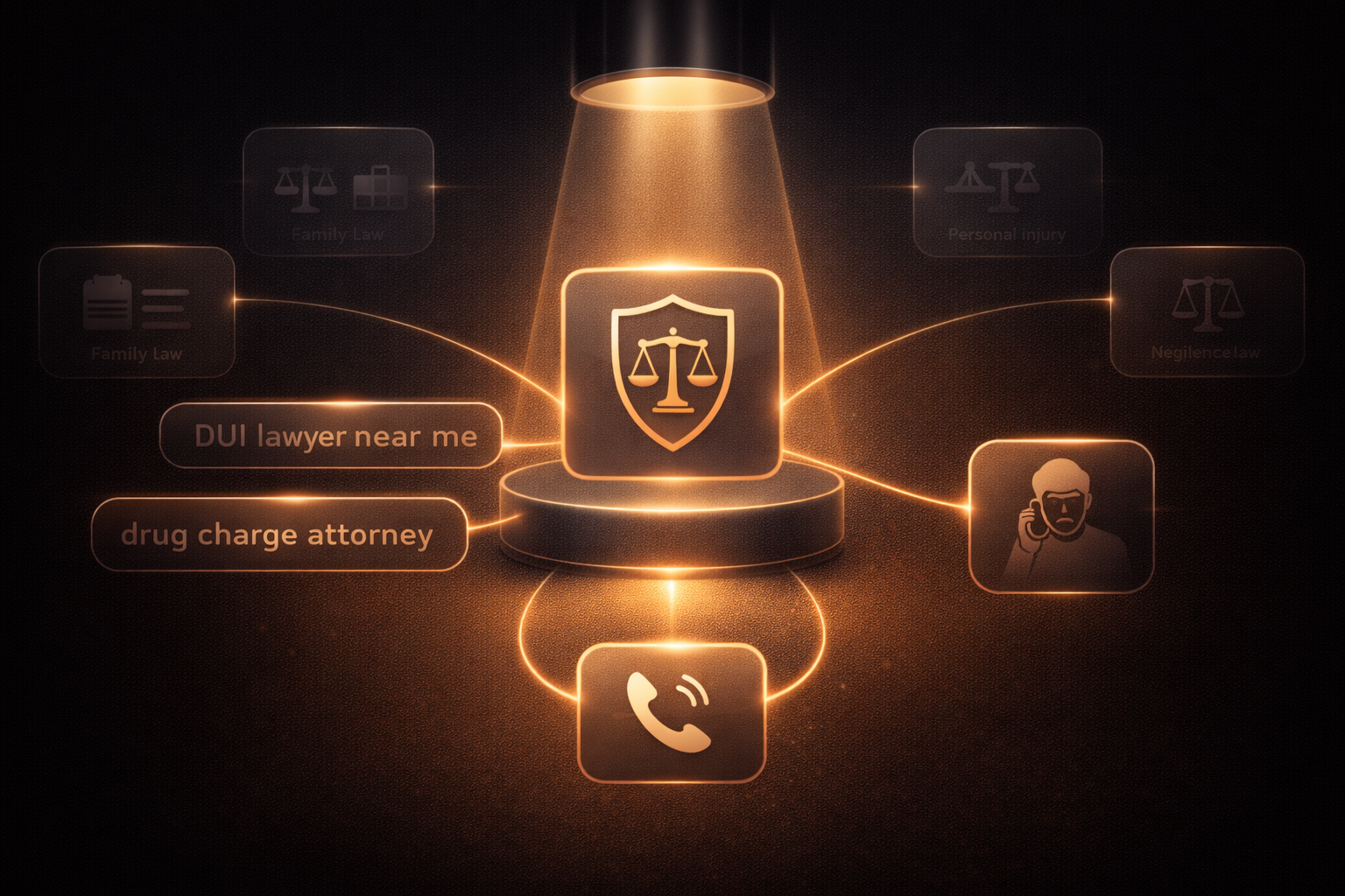 Specialized focus on criminal defense client search behavior and decision journey
