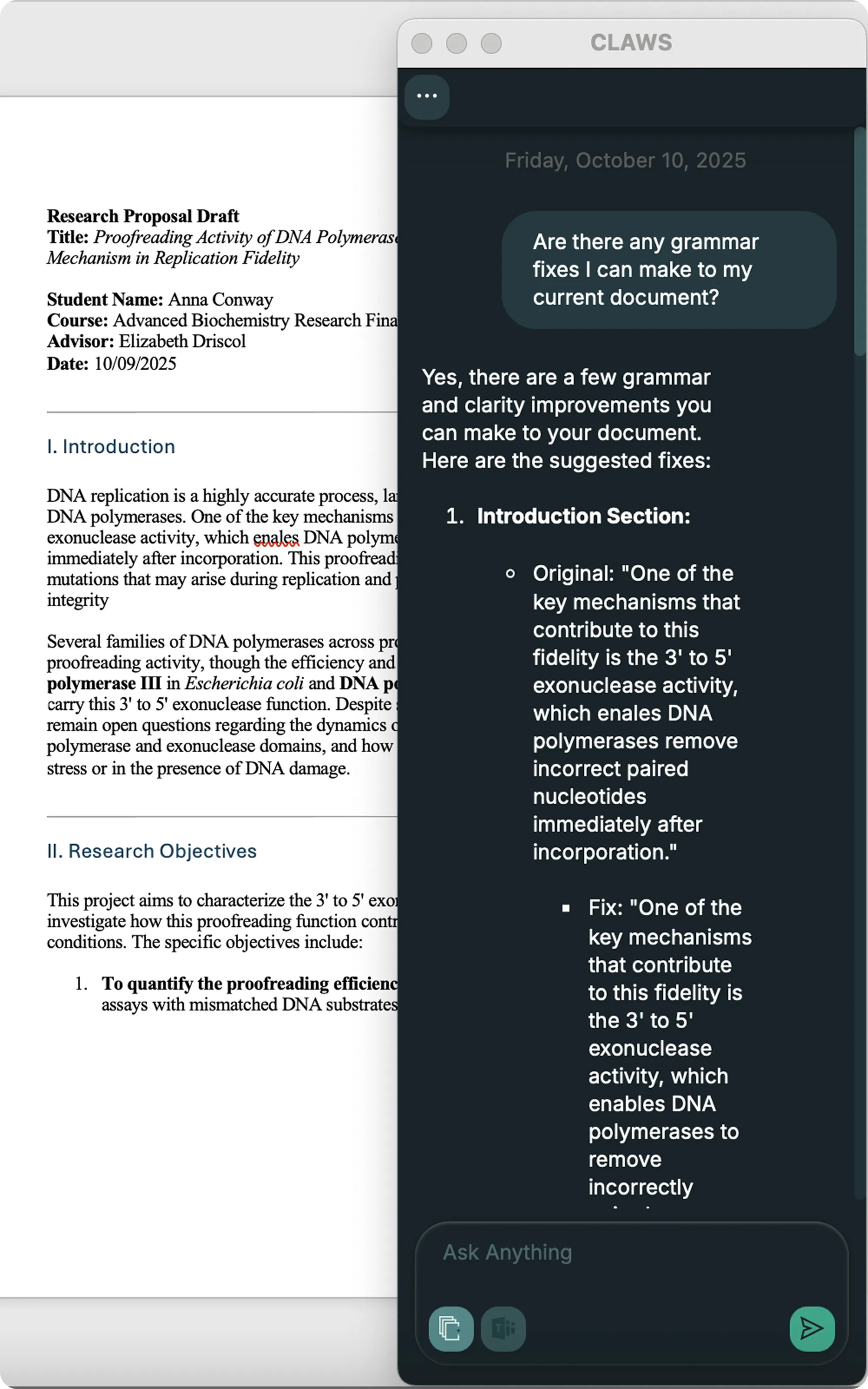 screenshot of product in action