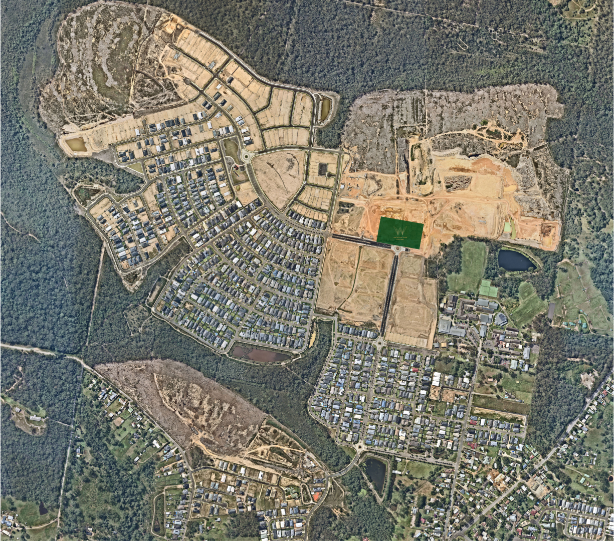Aerial map showing the footprint of the Watagan Park estate