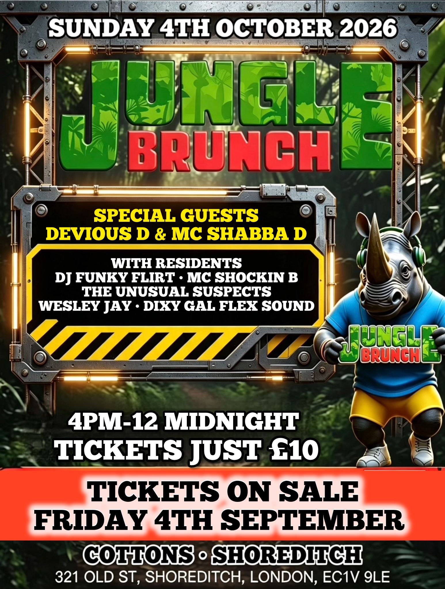 🌴🔥 JUNGLE BRUNCH IS BACK! 🔥🌴 | Oct 04, 2026 | Music | London | The Cottons Shoreditch