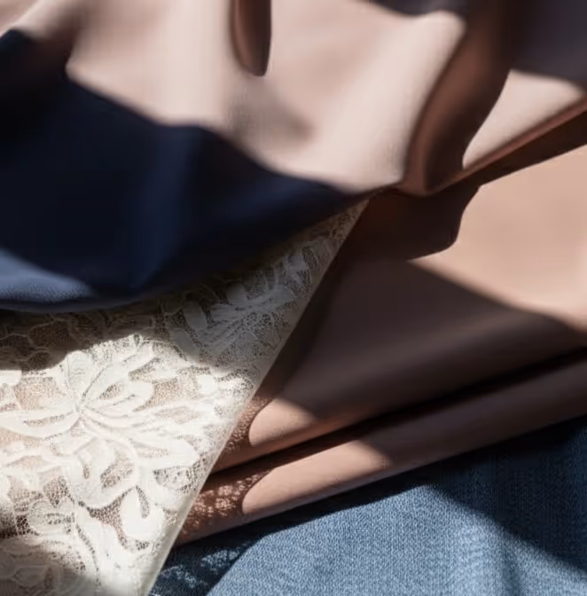 高品質なサテン、レース、機能性素材を組み合わせた下着OEM用テキスタイル