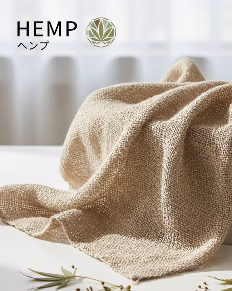 独自の加工で吸湿性・抗菌効果を付与した天然麻繊維 (HEMP)