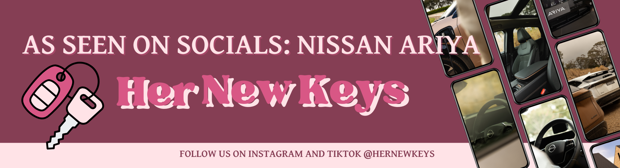 Social media banner for Nissan Ariya Her New Keys