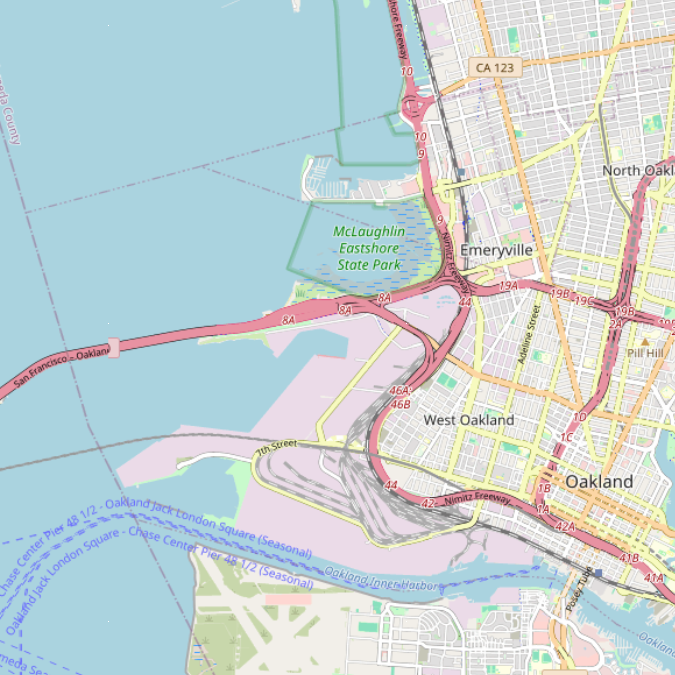 A more simplistic basemap that is flat, with basic muted colours and simple labels of roads and area names.