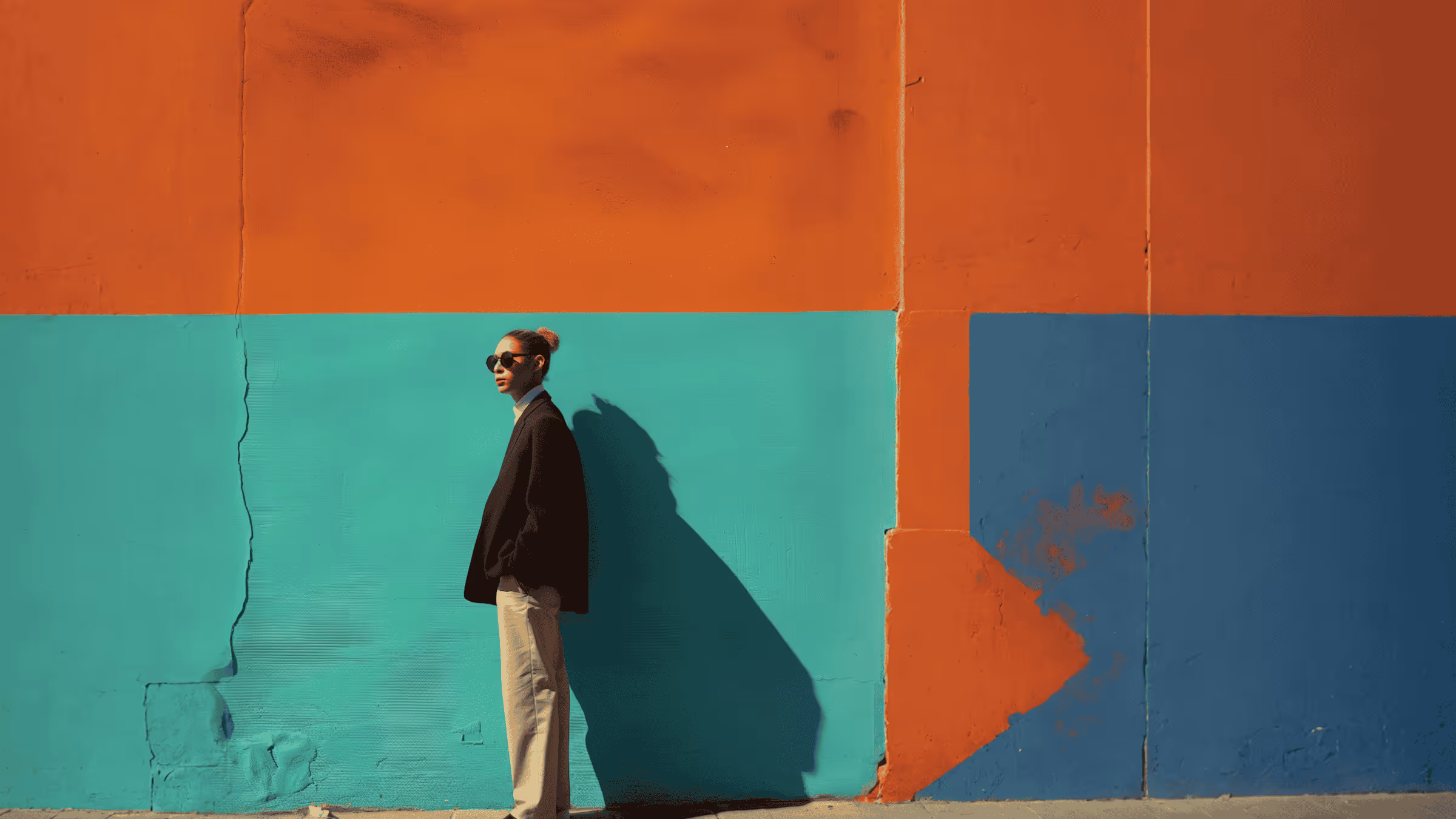 Contemplative Profile Against Colorful Backdrop