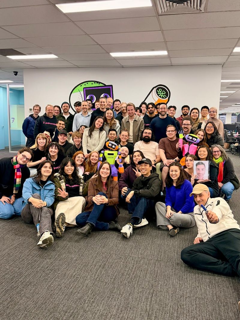 The whole Andromeda team posing in the office
