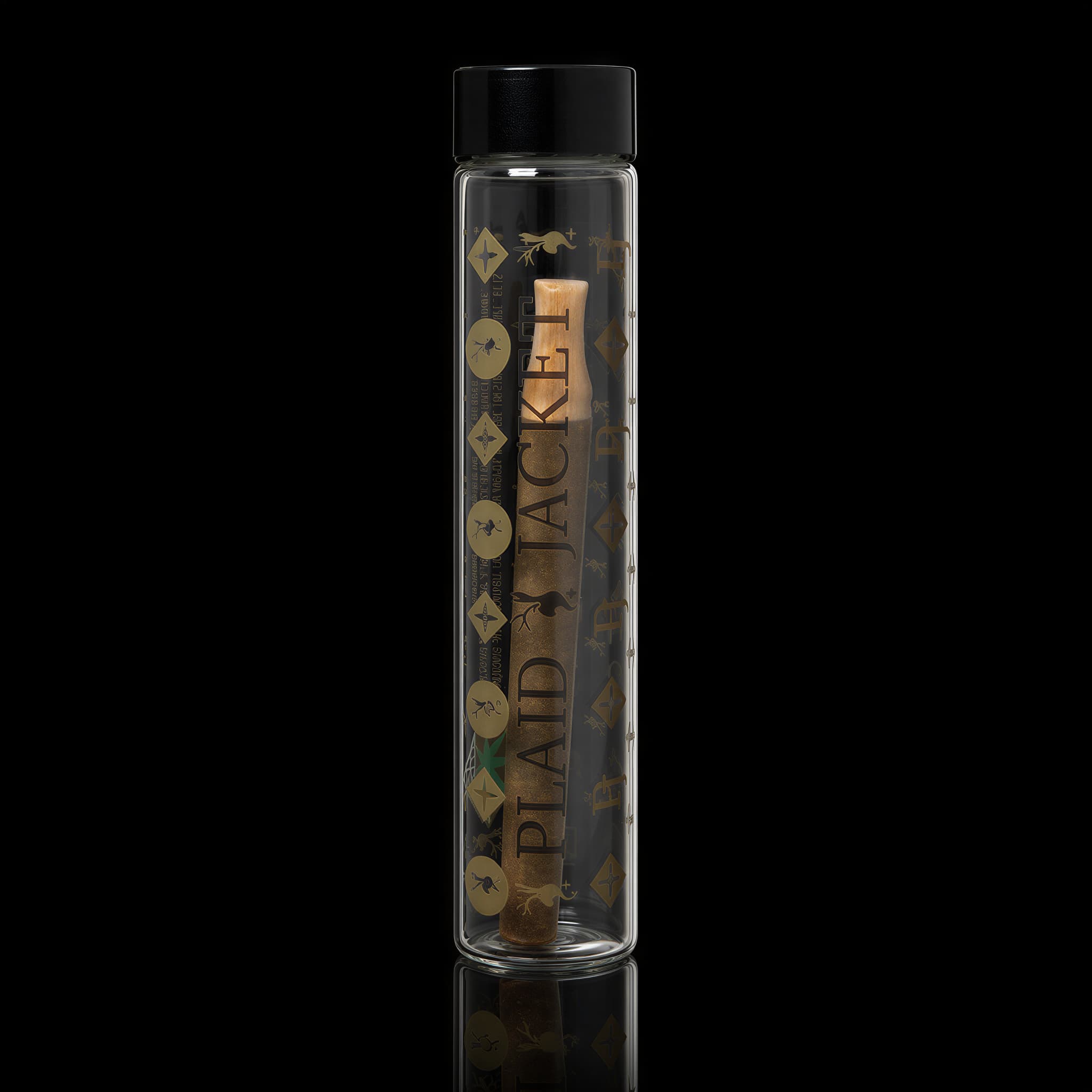 Plaid Jacket infused blunt in a clear glass tube