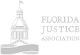 Florida Justice Association logo featuring a stylized government building dome above a wave design with the association name.