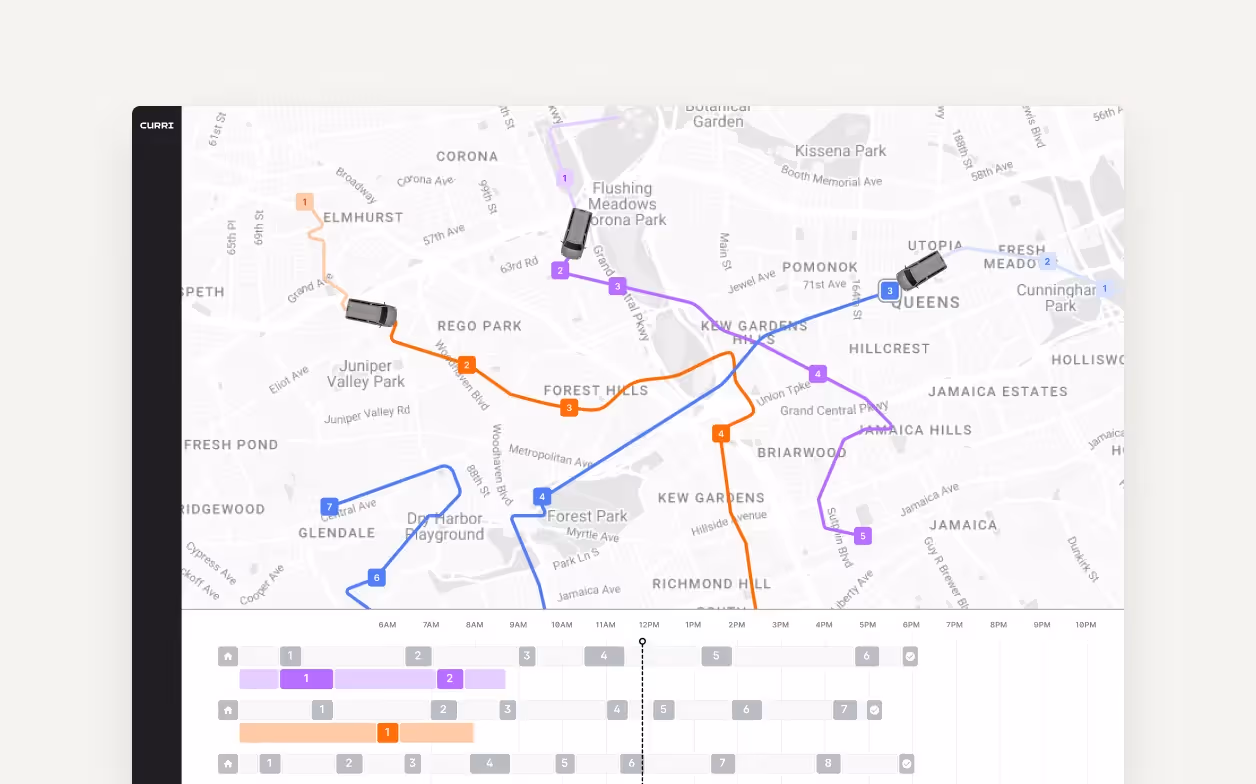 Screenshot showing Curri’s route planner