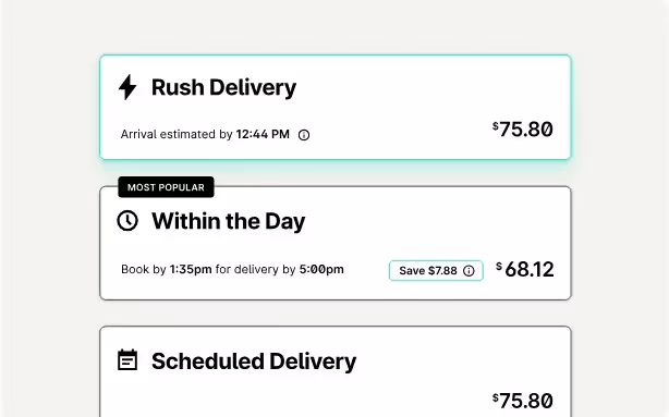 Curri delivery truck illustration with real-time response capabilities, highlighting same-day delivery for FF&E supply chain disruptions.