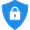 Blue padlock icon symbolizing data security and privacy.