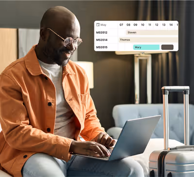 Man checking laptop computer
