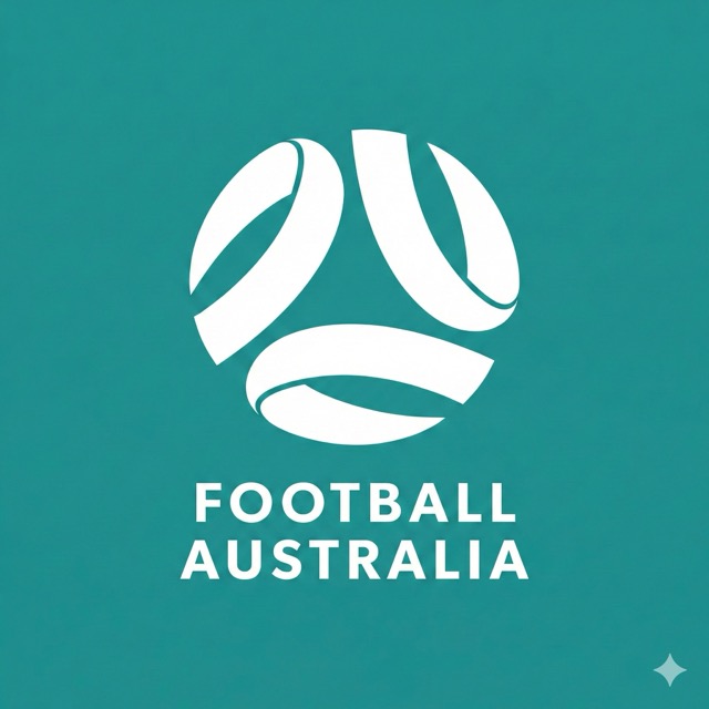 Football Australia logo with stylized white soccer ball graphic on teal background.