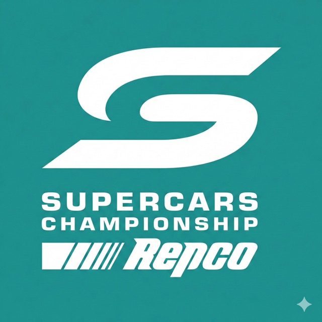 Supercars Championship Repco logo with stylized S on teal background.