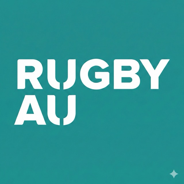 RUGBY AU logo on teal background