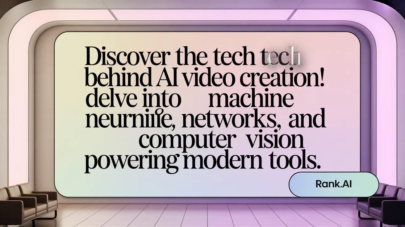 Discover the Tech Behind AI Video Creation! Delve into machine learning, neural networks, and computer vision powering modern tools.