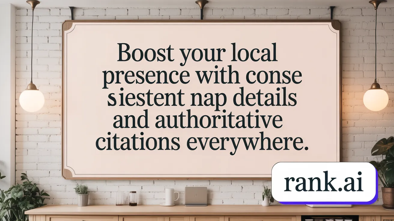 Boost your local presence with consistent NAP details and authoritative citations everywhere.