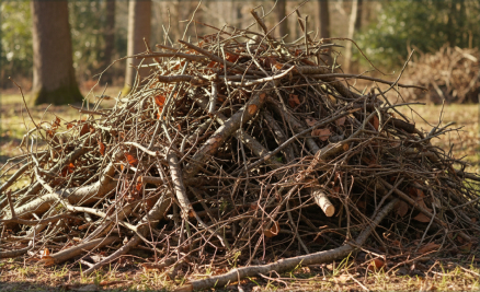 a pile of brushwood in a forest