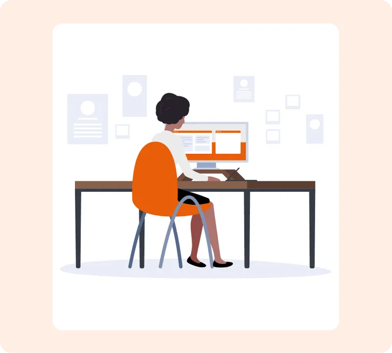 human ai working on a desk
