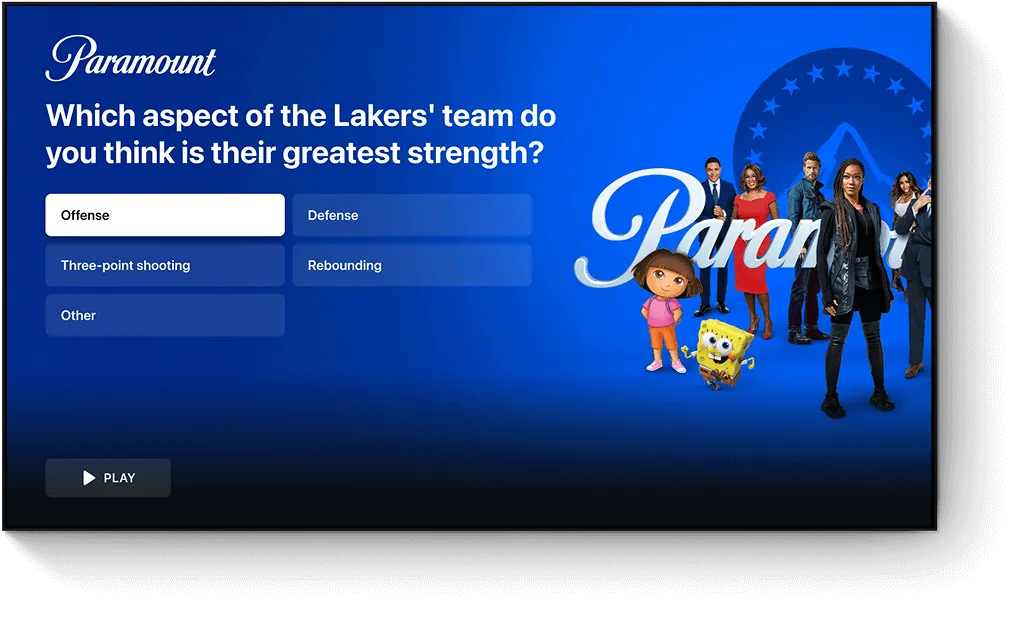 StreamLayer interactive poll ad featuring question about the LA Lakers.